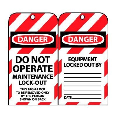 NATIONAL MARKER CO Lockout Tags - Do Not Operate Maintenance Lock-Out LOTAG33